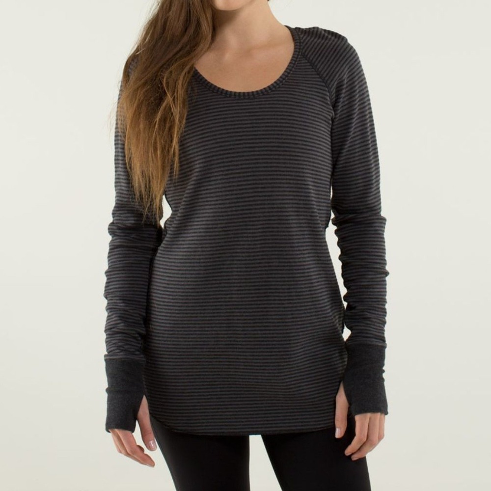 Lululemon | Open Your Heart Reversible Long Sleeve Stripe Top in Black